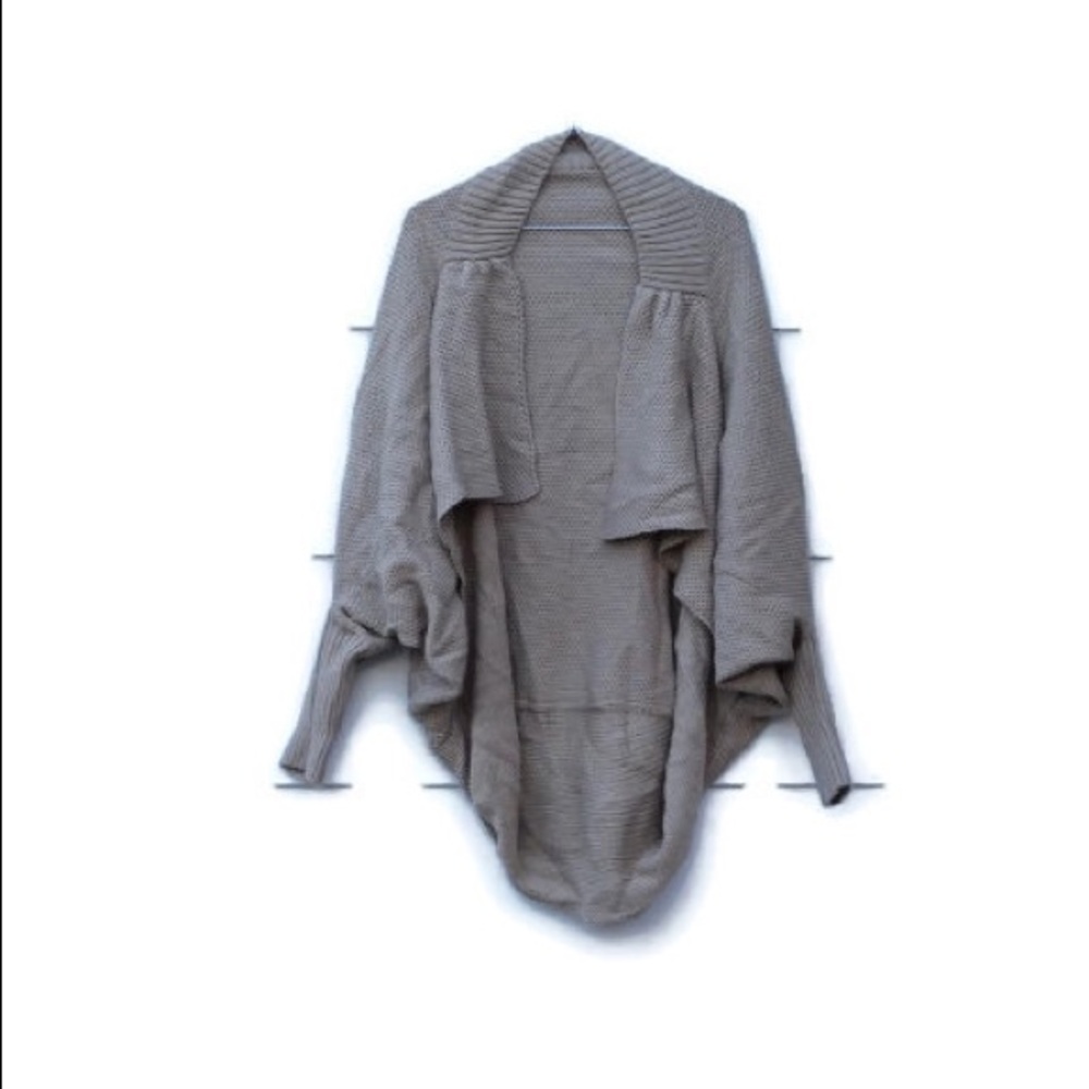 Women’s Khaki Brown Knit Cardigan Shawl Sweater